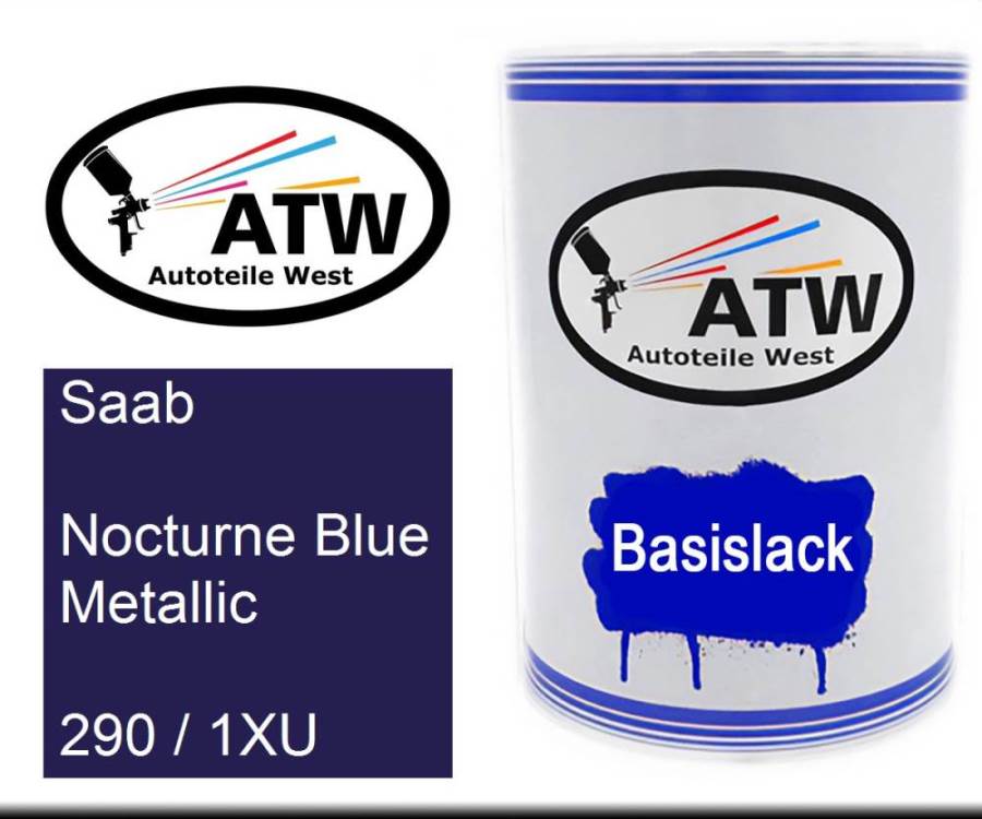 Saab, Nocturne Blue Metallic, 290 / 1XU: 500ml Lackdose, von ATW Autoteile West.